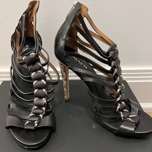 Excellent condition- Coach Leather braided heel sandals - size 6